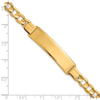 14K Yellow Gold Polished Solid Chain Solid Plate Curb Link 37x 9mm Plate ID Bracelet, 7" view 4