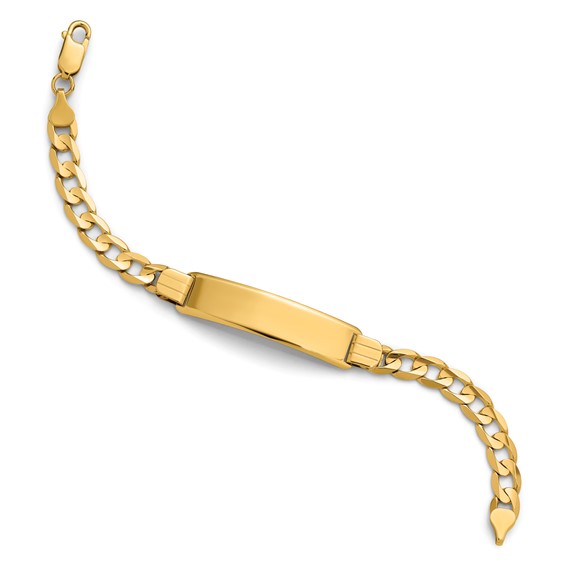 14k Polished Solid Chain/Solid Plate Curb Link 37x9mm Plate 8 inch ID Bracelet