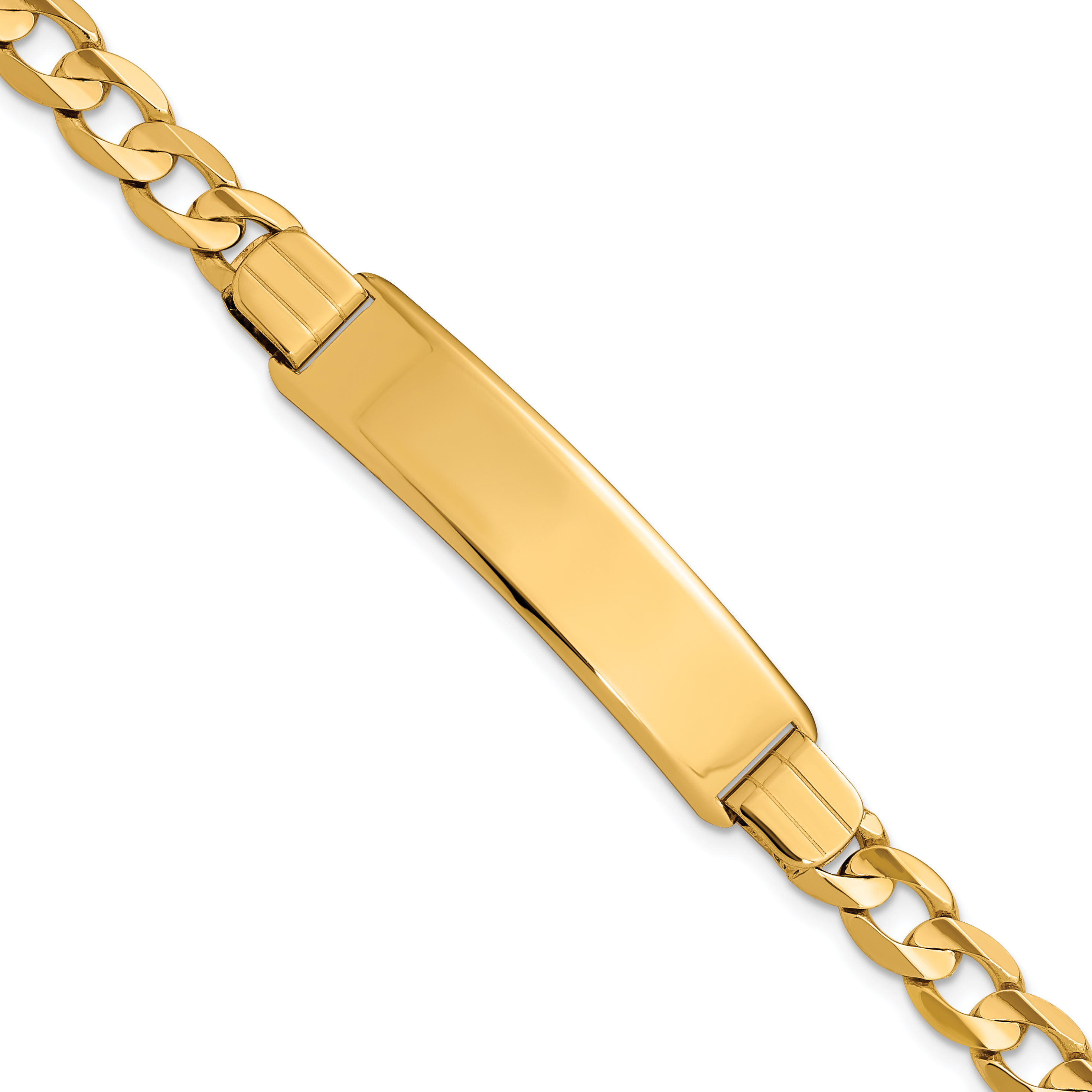 14k Polished Solid Chain/Solid Plate Curb Link 37x9mm Plate 7 inch ID Bracelet (LID82-7)