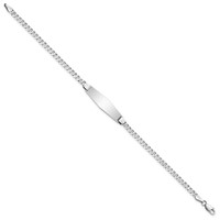 14K White Gold Polished Solid Chain Solid Plate Flat Curb Link Soft Diamond Shape 24.5x7.5mm Plate 7 Inch ID Bracelet view 2