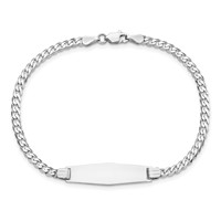 14K White Gold Polished Solid Chain Solid Plate Flat Curb Link Soft Diamond Shape 24.5x7.5mm Plate 7 Inch ID Bracelet view 4