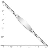 14K White Gold Polished Solid Chain Solid Plate Flat Curb Link Soft Diamond Shape 24.5x7.5mm Plate 7 Inch ID Bracelet view 3
