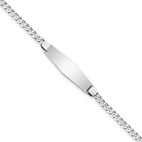14K White Gold Polished Solid Chain Solid Plate Flat Curb Link Soft Diamond Shape 24.5x7.5mm Plate 7 Inch ID Bracelet view 1