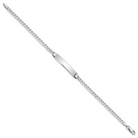 14K White Gold Polished Solid Chain Solid Plate Flat Curb Link 25.5x 4.5mm Plate ID Bracelet, 7" view 2