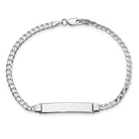 14K White Gold Polished Solid Chain Solid Plate Flat Curb Link 25.5x 4.5mm Plate ID Bracelet, 7" view 4