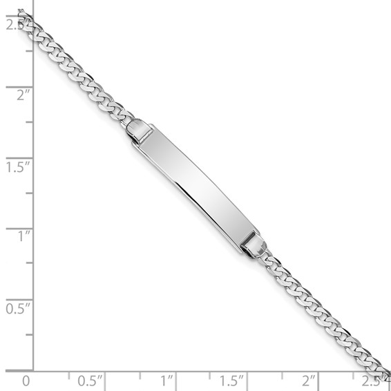 14k White Gold Polished Solid Chain/Solid Plate Flat Curb Link 25.5x4.5mm Plate 8 inch ID Bracelet