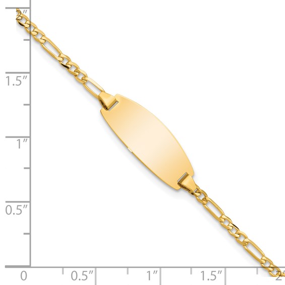 14k Polished Solid Chain/Solid Plate Figaro Link Oval 18.5x7.5mm Plate 5.5 inch Baby/Child ID Bracelet