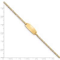 14K Yellow Gold Polished Solid Chain Solid Plate Figaro Link Oval 18x7.5mm Plate ID Bracelet - 7in view 3