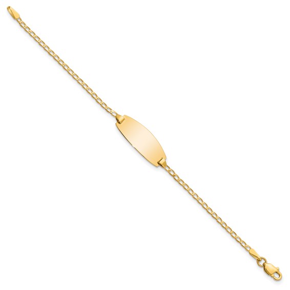 14k Polished Solid Chain/Solid Plate Curb Link Oval 18.5x8.5mm Plate 5.5 inch Baby/Child ID Bracelet