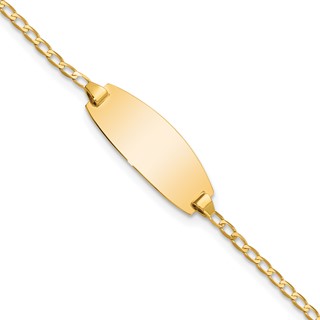 14k Polished Solid Chain/Solid Plate Curb Link Oval 18.5x8.5mm Plate 5.5 inch Baby/Child ID Bracelet