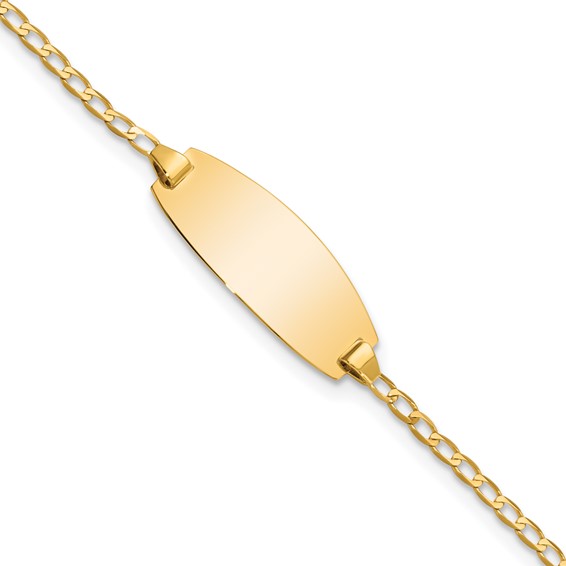 14k Polished Solid Chain/Solid Plate Curb Link Oval 18.5x8.5mm Plate 5.5 inch Baby/Child ID Bracelet