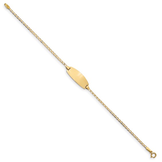 14k Polished Solid Chain/Solid Plate Curb Link Oval 18.5x8.5mm Plate 6 inch Baby/Child ID Bracelet