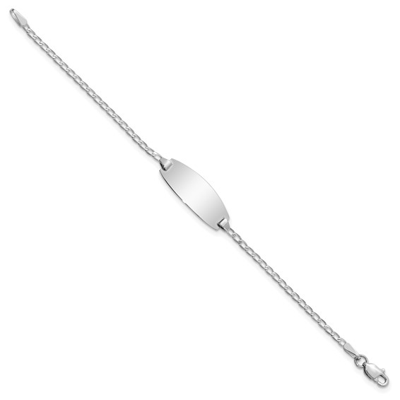 14k White Gold Polished Solid Chain/Solid Plate Curb Link Oval 18.5x8.5mm Plate 5.5 inch Baby/Child ID Bracelet