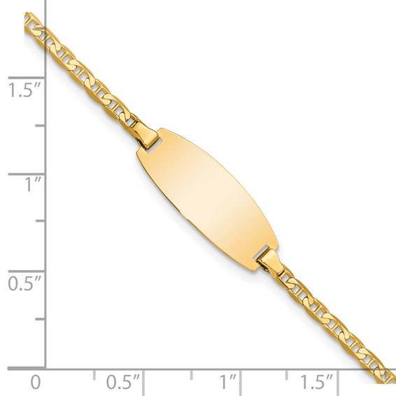 14k Polished Solid Chain/Solid Plate Anchor Link Oval 18.5x8mm Plate 5.5 inch Baby/Child ID Bracelet