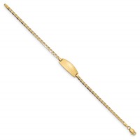 14K Yellow Gold Polished Solid Chain Solid Plate Anchor Link Oval 18.5x 8mm Plate ID Bracelet, 6" view 2