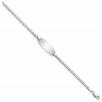 14K White Gold Polished Solid Chain Solid Plate Anchor Link Oval 18.5x 8mm Plate ID Bracelet, 5.5" view 2