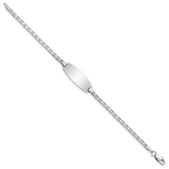 14k White Gold Polished Solid Chain/Solid Plate Anchor Link Oval 18.5x8mm Plate 5.5 inch Baby/Child ID Bracelet