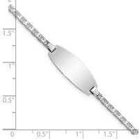 14K White Gold Polished Solid Chain Solid Plate Anchor Link Oval 18.5x 8mm Plate ID Bracelet, 5.5" view 3