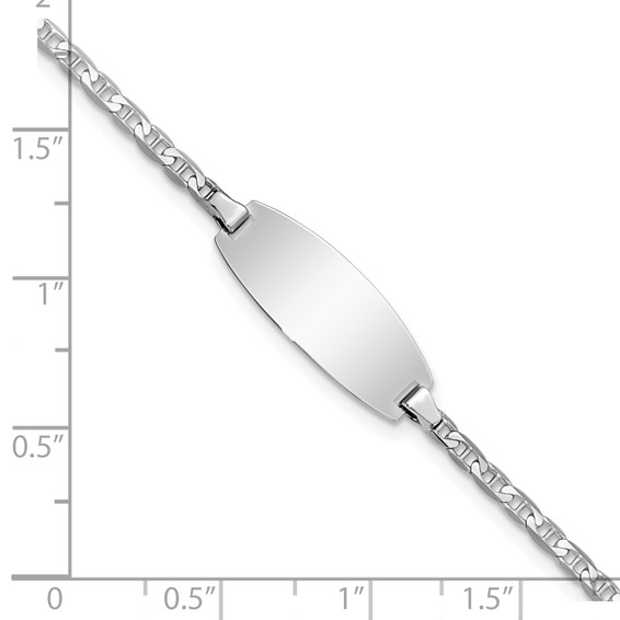 14k White Gold Polished Solid Chain/Solid Plate Anchor Link Oval 18.5x8mm Plate 5.5 inch Baby/Child ID Bracelet