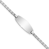 14K White Gold Polished Solid Chain Solid Plate Anchor Link Oval 18.5x 8mm Plate ID Bracelet, 5.5" view 1