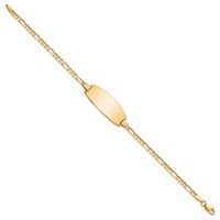 14K Yellow Gold Polished Solid Chain Solid Plate Figaro Link Oval 24x10.5mm Plate ID Bracelet - 7in view 2