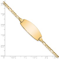 14K Yellow Gold Polished Solid Chain Solid Plate Figaro Link Oval 24x10.5mm Plate ID Bracelet - 7in view 3