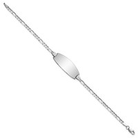 14K White Gold Polished Solid Chain Solid Plate Figaro Link Oval 24x10.5mm Plate 7 Inch ID Bracelet view 2