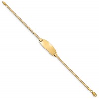 14K Yellow Gold Polished Solid Chain Solid Plate Curb Link Oval 24x 10.5mm Plate ID Bracelet, 7" view 2