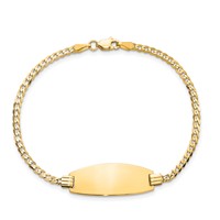 14K Yellow Gold Polished Solid Chain Solid Plate Curb Link Oval 24x 10.5mm Plate ID Bracelet, 7" view 4