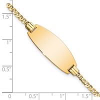14K Yellow Gold Polished Solid Chain Solid Plate Curb Link Oval 24x 10.5mm Plate ID Bracelet, 7" view 3