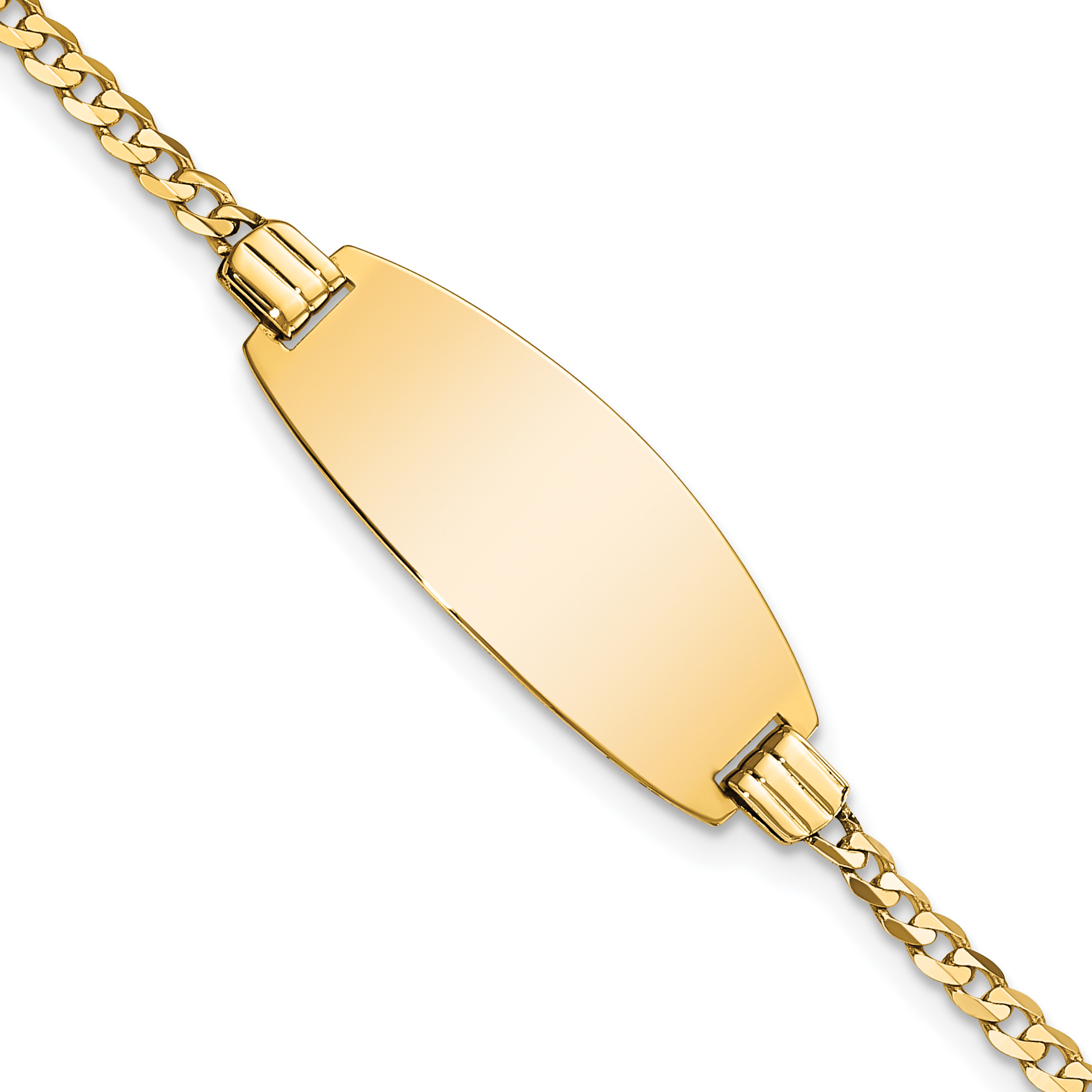 14k Polished Solid Chain/Solid Plate Curb Link Oval 24x10.5mm Plate 7 inch ID Bracelet (LID88-7)