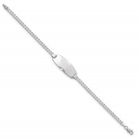 14K White Gold Polished Solid Chain Solid Plate Curb Link Oval 24x10.5mm Plate ID Bracelet - 7in view 2