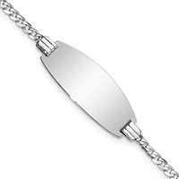 14K White Gold Polished Solid Chain Solid Plate Curb Link Oval 24x10.5mm Plate ID Bracelet - 7in view 1