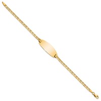 14K Yellow Gold Polished Solid Chain Solid Plate Anchor Link Oval 24x 10.5mm Plate ID Bracelet, 7" view 2
