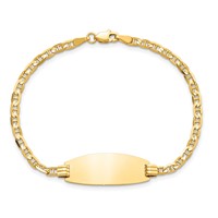 14K Yellow Gold Polished Solid Chain Solid Plate Anchor Link Oval 24x 10.5mm Plate ID Bracelet, 7" view 4
