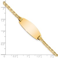 14K Yellow Gold Polished Solid Chain Solid Plate Anchor Link Oval 24x 10.5mm Plate ID Bracelet, 7" view 3