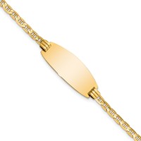 14K Yellow Gold Polished Solid Chain Solid Plate Anchor Link Oval 24x 10.5mm Plate ID Bracelet, 7" view 1