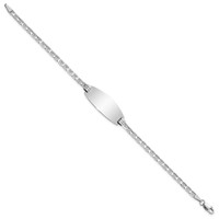 14K White Gold Polished Solid Chain Solid Plate Anchor Link Oval 24x10.5mm Plate 7 Inch ID Bracelet view 2