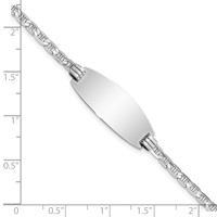 14K White Gold Polished Solid Chain Solid Plate Anchor Link Oval 24x10.5mm Plate 7 Inch ID Bracelet view 3