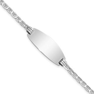 14k White Gold Polished Solid Chain/Solid Plate Anchor Link Oval 24x10.5mm Plate 7 inch ID Bracelet