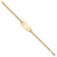 14K Yellow Gold Polished Solid Chain Solid Plate Curb Link Oval 27x 11.5mm Plate ID Bracelet, 7" view 2