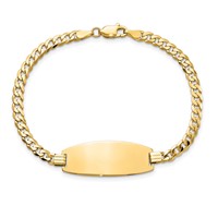14K Yellow Gold Polished Solid Chain Solid Plate Curb Link Oval 27x 11.5mm Plate ID Bracelet, 7" view 4