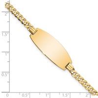 14K Yellow Gold Polished Solid Chain Solid Plate Curb Link Oval 27x 11.5mm Plate ID Bracelet, 7" view 3
