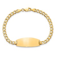 14K Yellow Gold Polished Semi-Solid Chain Solid Plate Curb Link Oval 27x11.5mm Plate ID Bracelet - 7in view 3