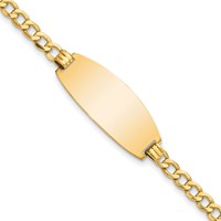 14K Yellow Gold Polished Semi-Solid Chain Solid Plate Curb Link Oval 27x11.5mm Plate ID Bracelet - 7in view 1