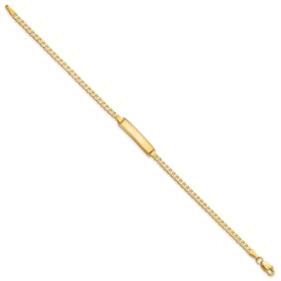 14k Polished Solid Chain/Solid Plate Curb Link Diamond-cut 20x5mm Plate 7 inch ID Bracelet