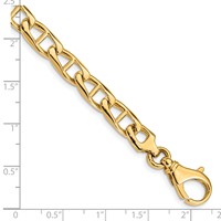 14K 6.9mm Yellow Gold Hand Polished Fancy Anchor Link Bracelet with Fancy Lobster Clasp, 8" view 2