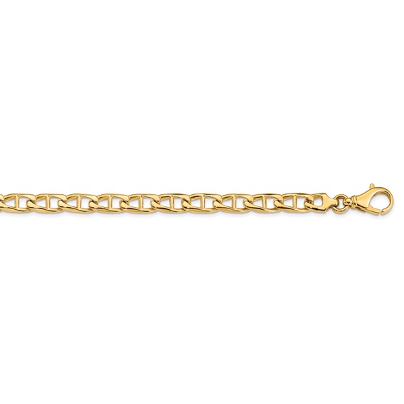 14K 6.9mm Hand Polished Fancy Anchor Link with Fancy Lobster Clasp Chain (per inch)