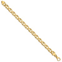 14K 9mm Yellow Gold Hand Polished Fancy Anchor Link Bracelet with Fancy Lobster Clasp, 8" view 2