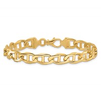 14K 9mm Yellow Gold Hand Polished Fancy Anchor Link Bracelet with Fancy Lobster Clasp, 8" view 3